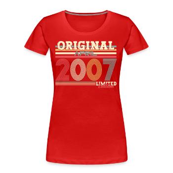 18. Geburtstag Geschenk Mann Original April 2007 - Frauen Premium Bio T-Shirt - Rot - Vorne - Mia (176cm)
