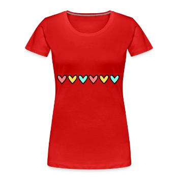 HERZ. HERZ. VALENTINSTAG. LIEBE. LIEBE. HERZ - Frauen Premium Bio T-Shirt - Rot - Vorne - Mia (176cm)