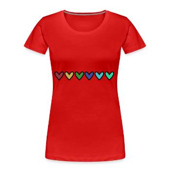HERZ. HERZ. VALENTINSTAG. LIEBE. LIEBE. HERZ - Frauen Premium Bio T-Shirt - Rot - Vorne - Mia (176cm)