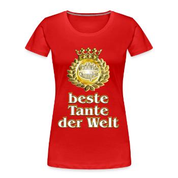 World's Best Aunt - Golden Series - Women's Premium Organic T-Shirt - red - Front - Mia (176cm)