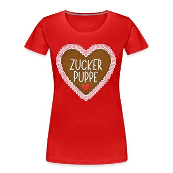 Zuckerpuppe Lebkuchenherz - Frauen Premium Bio T-Shirt - Rot - Vorne - Mia (176cm)