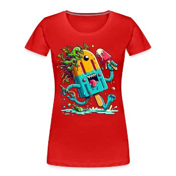 Cri de glace et monstres - T-shirt bio Premium Femme - rouge - Devant - Mia (176cm)
