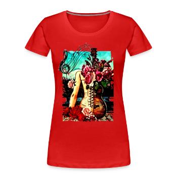 guitare hanches - T-shirt bio Premium Femme - rouge - Devant - Mia (176cm)