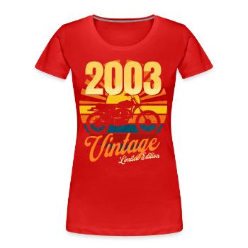 Motorrad Jahrgang 2003 Jubiläum 20 Jahre Biker - Frauen Premium Bio T-Shirt - Rot - Vorne - Mia (176cm)