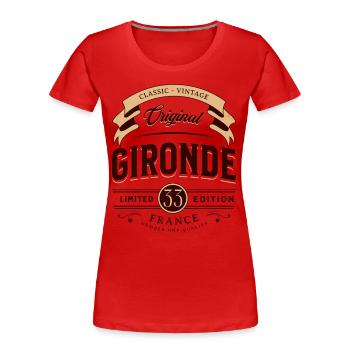 Vintage Gironde - Département France - T-shirt bio Premium Femme - rouge - Devant - Mia (176cm)