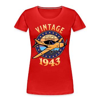 Leidenschaftliche Luftfahrt 1943 80-jähriges Jubiläum - Frauen Premium Bio T-Shirt - Rot - Vorne - Mia (176cm)