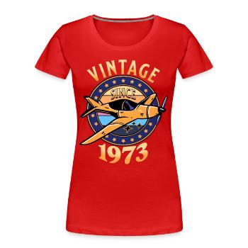 Leidenschaftliche Luftfahrt 1973 50-jähriges Jubiläum - Frauen Premium Bio T-Shirt - Rot - Vorne - Mia (176cm)