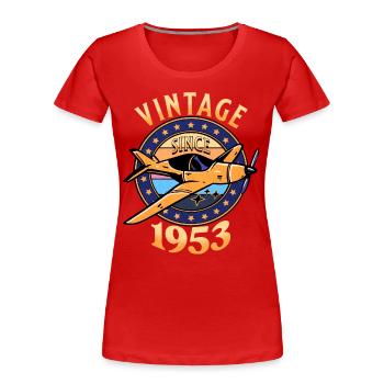 Leidenschaftliche Luftfahrt 1953 70-jähriges Jubiläum - Frauen Premium Bio T-Shirt - Rot - Vorne - Mia (176cm)
