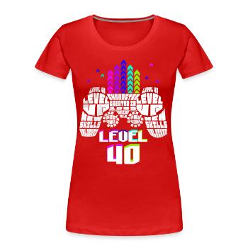 Geek Niveau 40 Anniversaire Gamer 40 Ans - T-shirt bio Premium Femme - rouge - Devant - Mia (176cm)