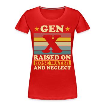 Generation X Humor - Frauen Premium Bio T-Shirt - Rot - Vorne - Mia (176cm)