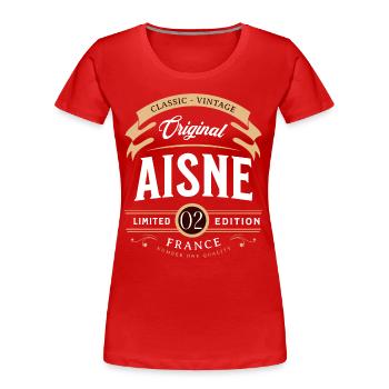 Vintage Aisne Département France - T-shirt bio Premium Femme - rouge - Devant - Mia (176cm)