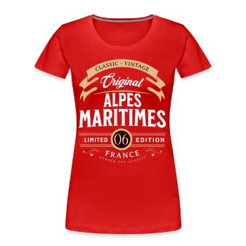 Vintage Alpes-Maritimes Département France - T-shirt bio Premium Femme - rouge - Devant - Mia (176cm)