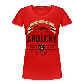 Vintage Ardèche Departement Frankreich - Frauen Premium Bio T-Shirt - Rot - Vorne - Mia (176cm)