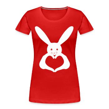Heart Hand Shape Rabbit - Women's Premium Organic T-Shirt - red - Front - Mia (176cm)