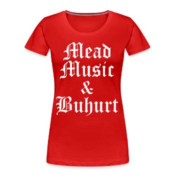 Met-Musik Béhourd Mittelalterfestival - Frauen Premium Bio T-Shirt - Rot - Vorne - Mia (176cm)