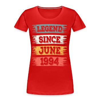 Legend 1994 June 30 Years Anniversary - Women's Premium Organic T-Shirt - red - Front - Mia (176cm)