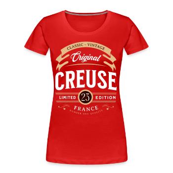 Vintage Creuse Département France - T-shirt bio Premium Femme - rouge - Devant - Mia (176cm)