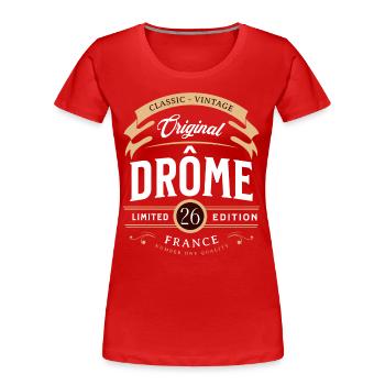 Vintage Drôme Département France - T-shirt bio Premium Femme - rouge - Devant - Mia (176cm)