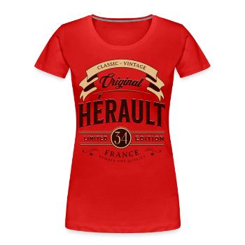 Vintage Hérault Département France - T-shirt bio Premium Femme - rouge - Devant - Mia (176cm)