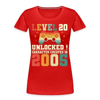 Level 20 Anniversary Gamer 20 Years - Women's Premium Organic T-Shirt - red - Front - Mia (176cm)