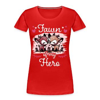 Faon Amour Idée Romantique Couple - T-shirt bio Premium Femme - rouge - Devant - Mia (176cm)
