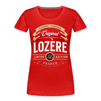 Vintage Lozère Département France - T-shirt bio Premium Femme - rouge - Devant - Mia (176cm)