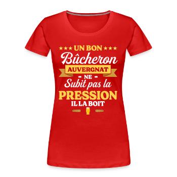 Bûcheron Auvergnat Auvergne Bûcheron - T-shirt bio Premium Femme - rouge - Devant - Mia (176cm)