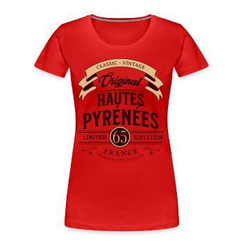 Hautes-Pyrénées Département France - T-shirt bio Premium Femme - rouge - Devant - Mia (176cm)
