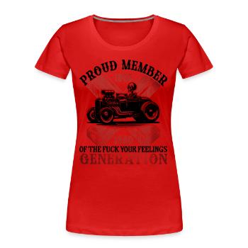 Squelette Voiture Humour Génération X - T-shirt bio Premium Femme - rouge - Devant - Mia (176cm)