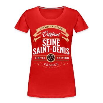 Seine-Saint-Denis Département France - T-shirt bio Premium Femme - rouge - Devant - Mia (176cm)