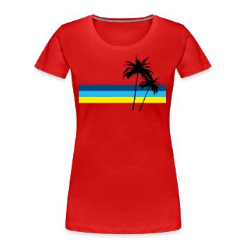 Palm trees - Women's Premium Organic T-Shirt - red - Front - Mia (176cm)
