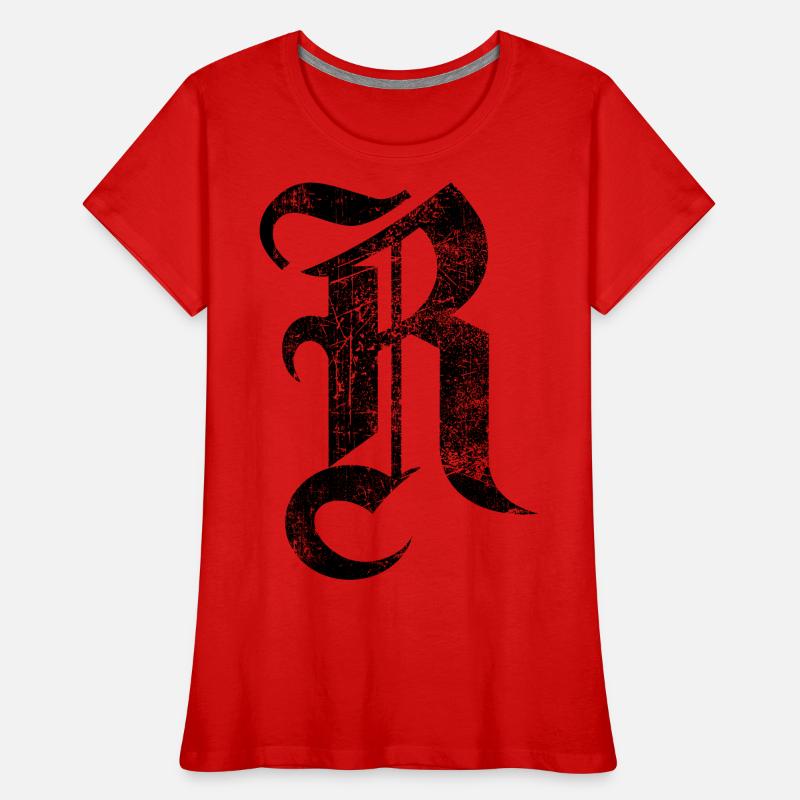 Tshirt alphabet initial R T-shirt bio Premium Femme