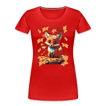 Cute cute fox in autumn gift - Women's Premium Organic T-Shirt - red - Front - Mia (176cm)