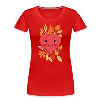 L’automne, coeur, j’aime l’automne cadeau - T-shirt bio Premium Femme - rouge - Devant - Mia (176cm)