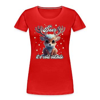 Cute cute deer in winter gift - Women's Premium Organic T-Shirt - red - Front - Mia (176cm)