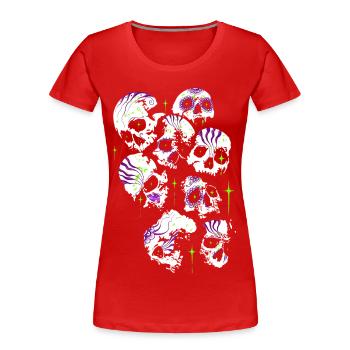 Skulls Skull Halloween Sugar Skulls - Women's Premium Organic T-Shirt - red - Front - Mia (176cm)