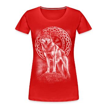 Wolf Vegvisir Rune - Frauen Premium Bio T-Shirt - Rot - Vorne - Mia (176cm)