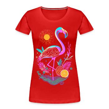 Flamingo Pineapple Fruits - Women's Premium Organic T-Shirt - red - Front - Mia (176cm)