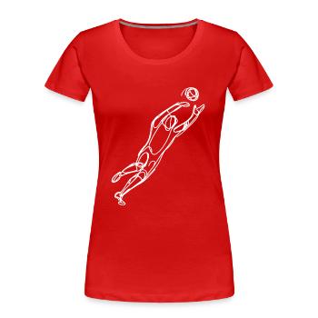 Torhüter Zeichnung - Frauen Premium Bio T-Shirt - Rot - Vorne - Mia (176cm)