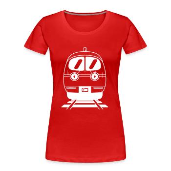 Eisenbahn Karikatur - Frauen Premium Bio T-Shirt - Rot - Vorne - Mia (176cm)