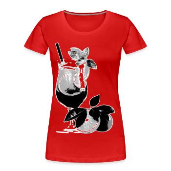 Drink Cocktail Glass Orange Black White Graphic - Women's Premium Organic T-Shirt - red - Front - Mia (176cm)