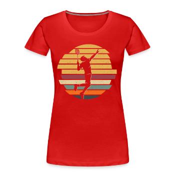 Badminton player Retro badminton player Badminton player - Women's Premium Organic T-Shirt - red - Front - Mia (176cm)