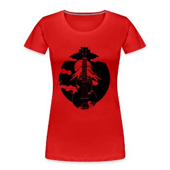 Dessin de ukulélé - T-shirt bio Premium Femme - rouge - Devant - Mia (176cm)
