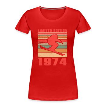 Skifahrer Skifahrerin Langlaufski Geburtstag 1974 - Frauen Premium Bio T-Shirt - Rot - Vorne - Mia (176cm)