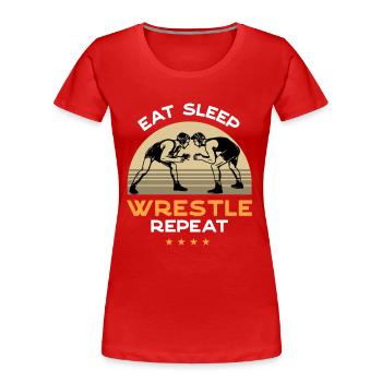 Ringen, Ringen griechisch römischer Stil, Ringer, - Frauen Premium Bio T-Shirt - Rot - Vorne - Mia (176cm)