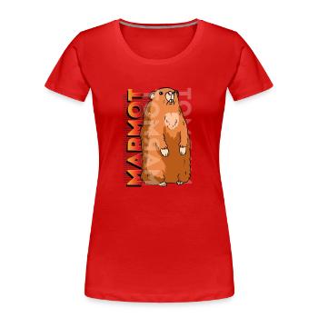 marmot, marmot groundhog, squirrel, - Women's Premium Organic T-Shirt - red - Front - Mia (176cm)