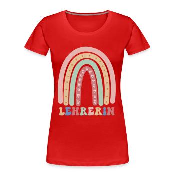 Klassenlehrerin Vintage Regenbogen Lehrerin - Frauen Premium Bio T-Shirt - Rot - Vorne - Mia (176cm)