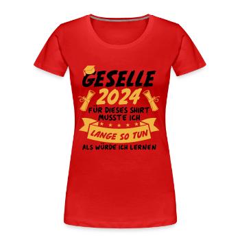 Geselle 2024 - Frauen Premium Bio T-Shirt - Rot - Vorne - Mia (176cm)