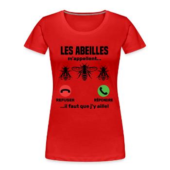 Bienen rufen mich... - Frauen Premium Bio T-Shirt - Rot - Vorne - Mia (176cm)