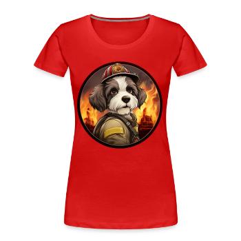 Feuerwehr Hund - Frauen Premium Bio T-Shirt - Rot - Vorne - Mia (176cm)
